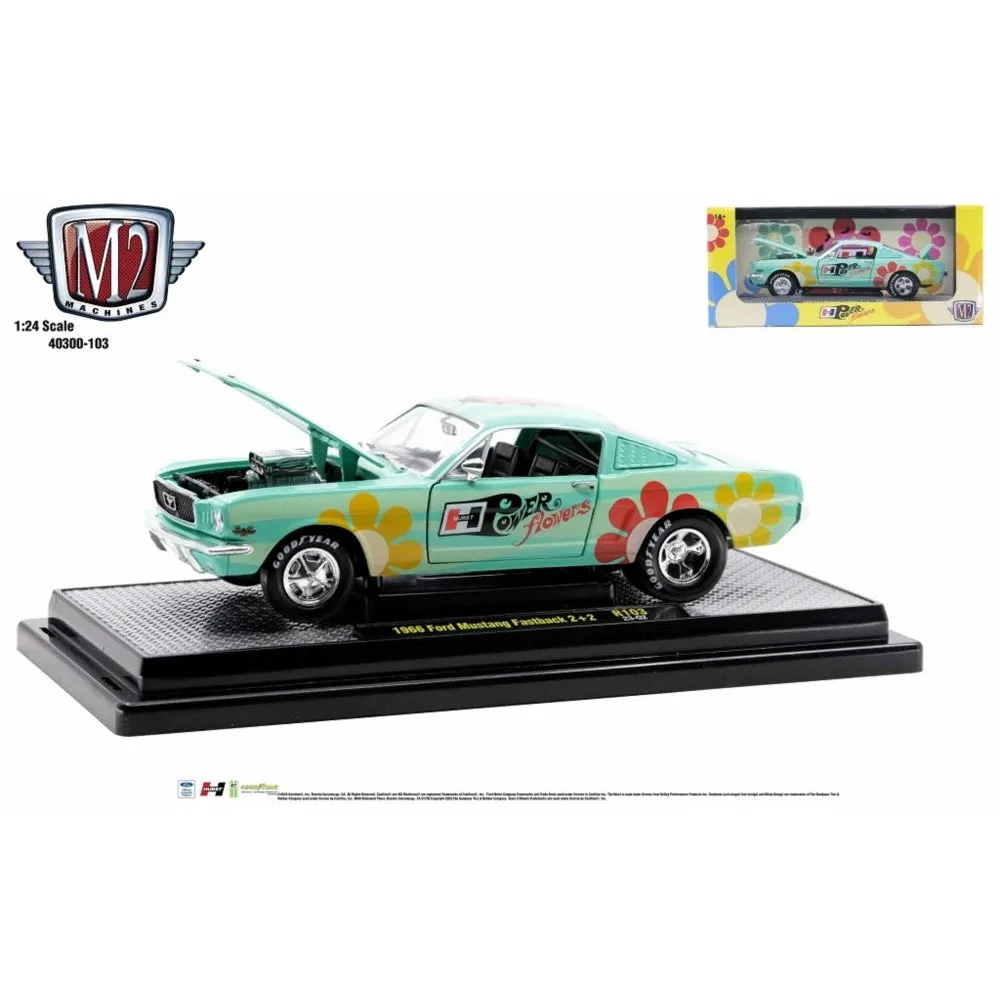 1968 Ford Mustang Fastback 2 2 Seafoam Green, M2 Machines, 1:24 Diecast Vehicle
