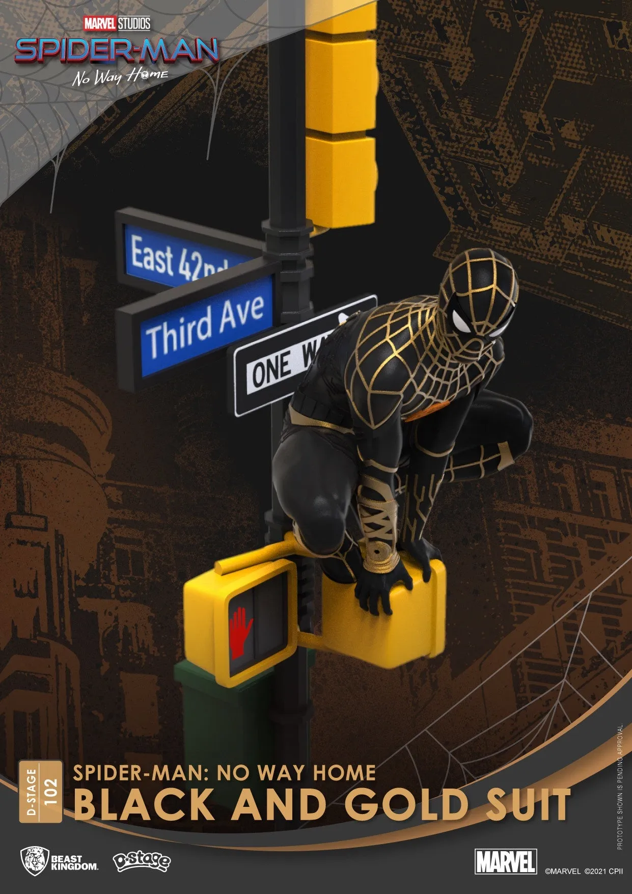 Beast Kingdom D Stage Spiderman No Way From Home Spiderman Black and Gold Suit