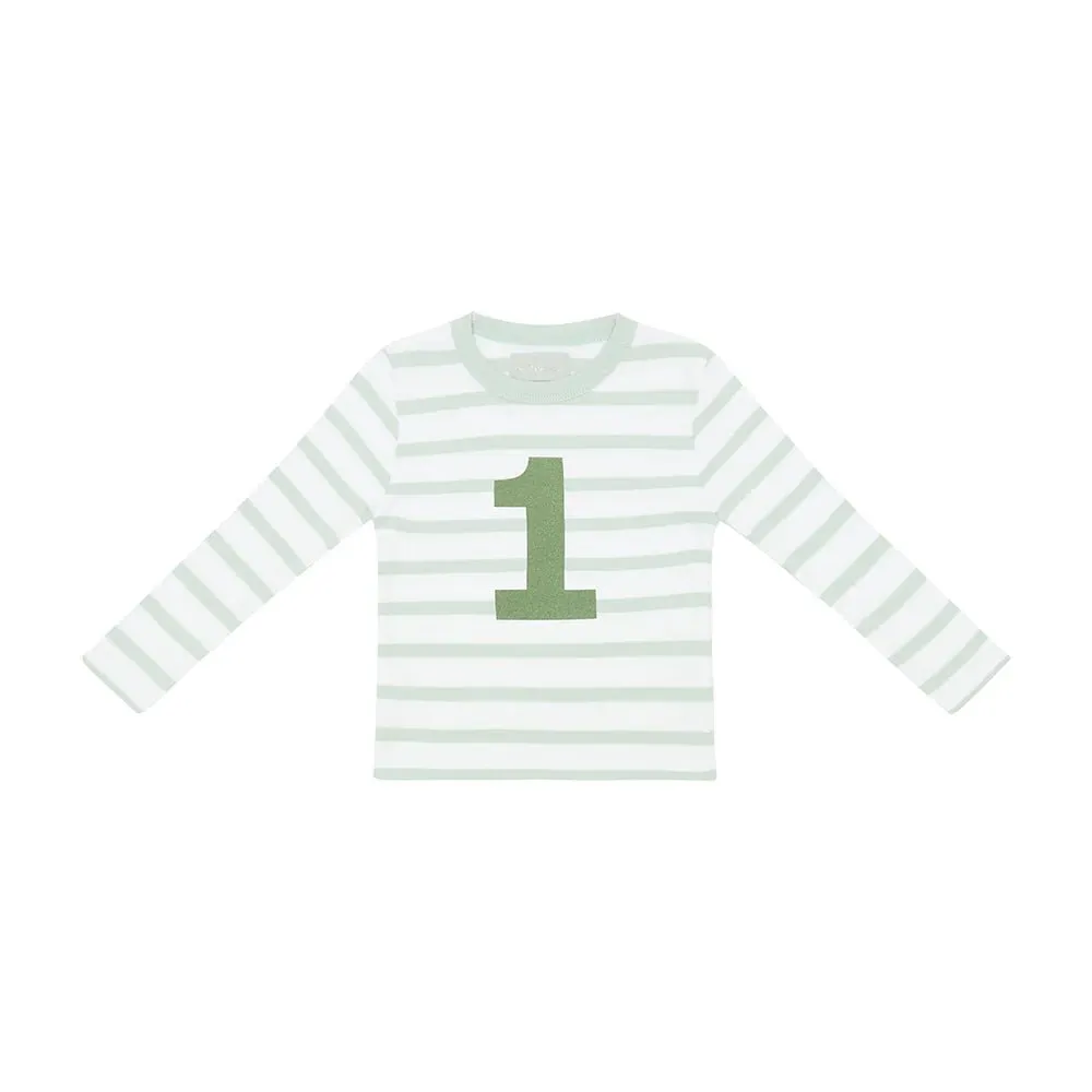 Bob & Blossom: Powder Blue & White Striped Number T-Shirt