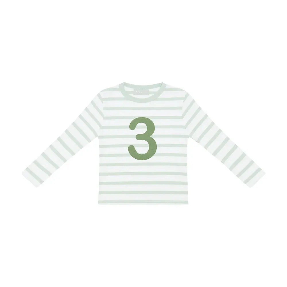 Bob & Blossom: Powder Blue & White Striped Number T-Shirt