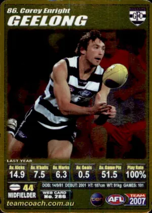 Corey Enright, Gold, 2007 Teamcoach AFL
