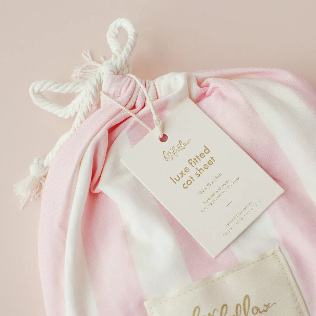 Fox   Fallow Organic Fitted Cot Sheet | Petal Stripe