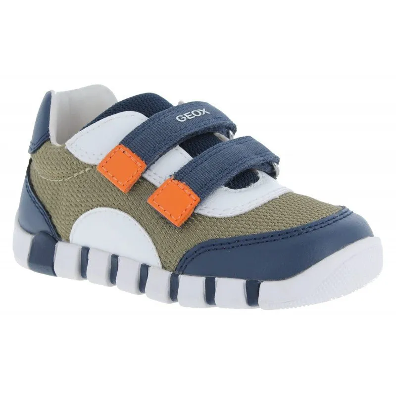 Geox: Iupidoo Velcro Trainers - Pistachio / Navy