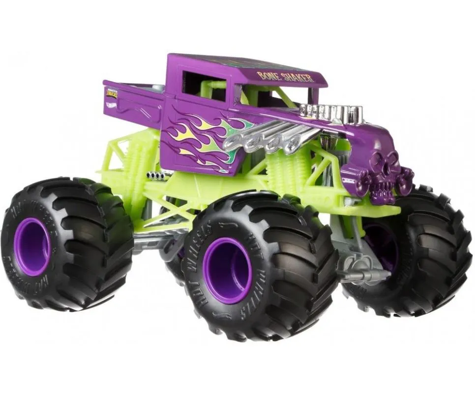 Hot Wheels 1:24 Monster Trucks Giant Wheels Bone Shaker Purple