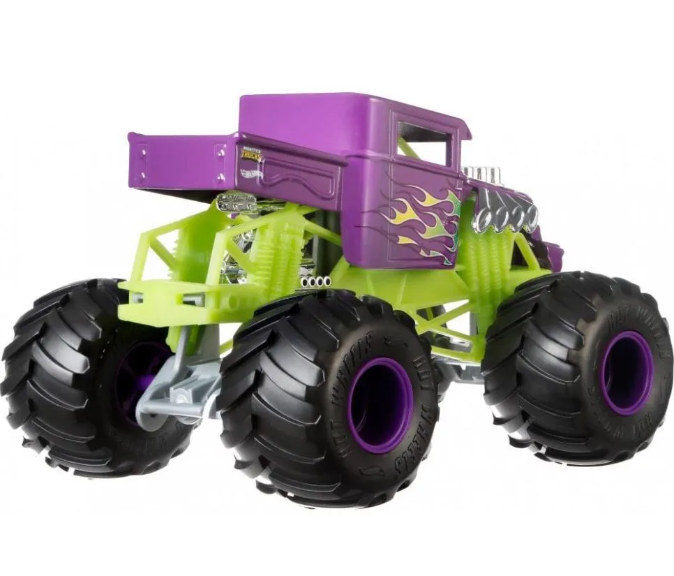 Hot Wheels 1:24 Monster Trucks Giant Wheels Bone Shaker Purple