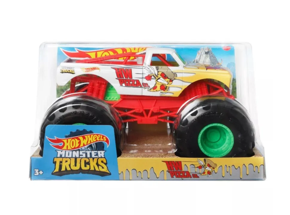 Hot Wheels 1:24 Monster Trucks Hw Pizza Co. White & Yellow