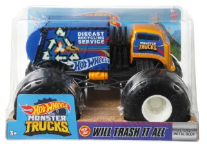 Hot Wheels 1:24 Monster Trucks Will Trash It All Blue