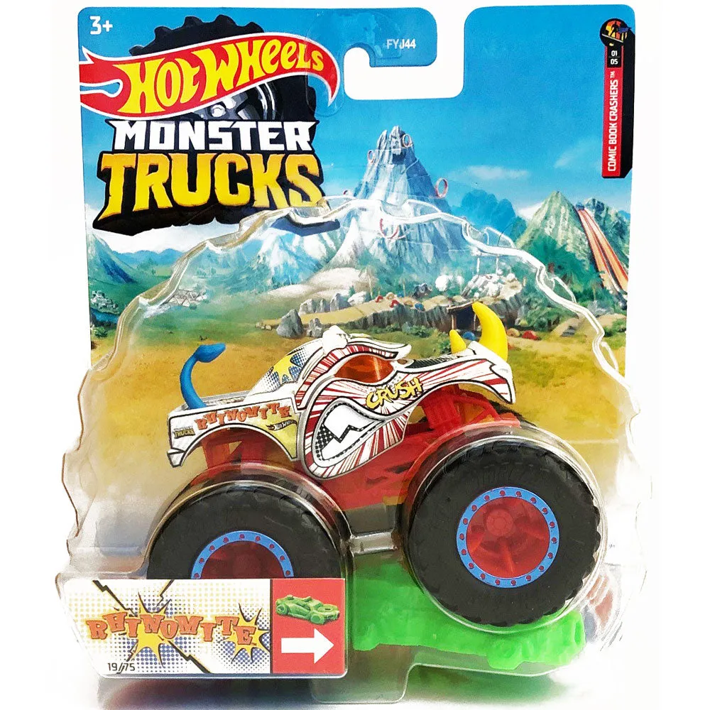 Hot Wheels 1:64 Monster Trucks Comic Book Crashers 1/5 Rhinomite