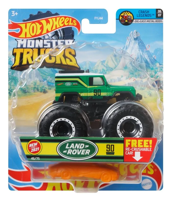 Hot Wheels 1:64 Monster Trucks Crash Legends 6/7 Land Rover 90 Defender