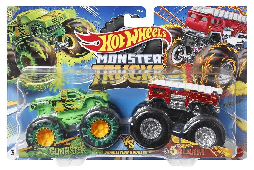 Hot Wheels 1:64 Monster Trucks Demolition Doubles Gunkster Vs 5 Alarm