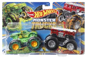 Hot Wheels 1:64 Monster Trucks Demolition Doubles Gunkster Vs 5 Alarm