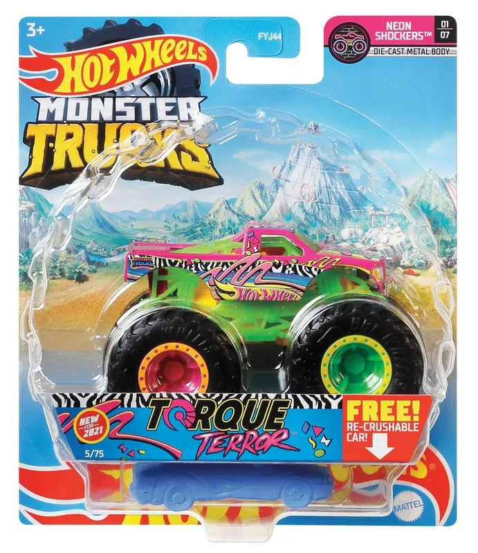 Hot Wheels 1:64 Monster Trucks Neon Shockers 1/7 Torque Terror