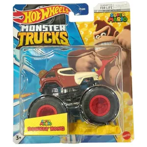 Hot Wheels 1:64 Monster Trucks Super Mario Donkey Kong With Yellow Crash Car
