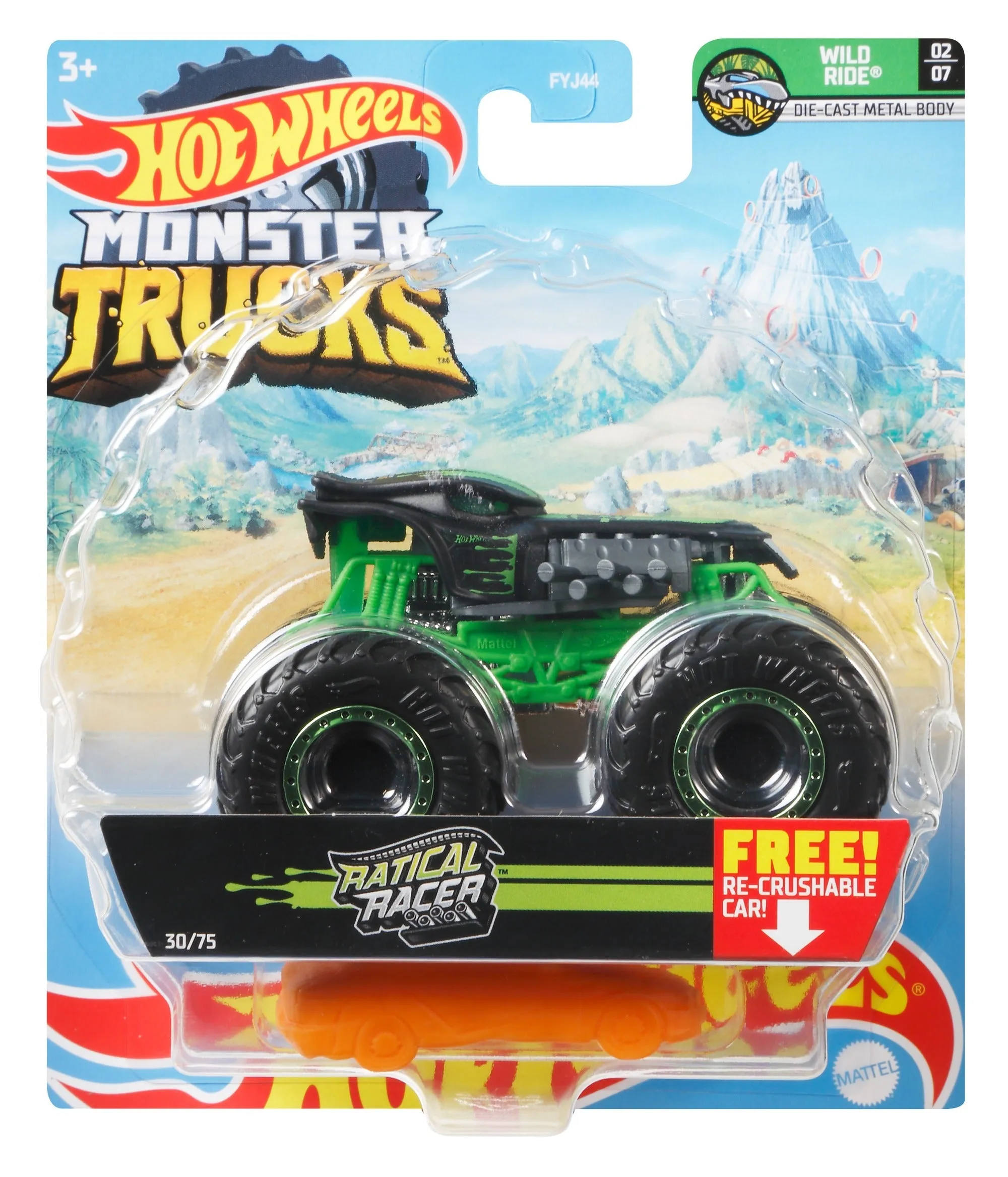 Hot Wheels 1:64 Monster Trucks Wild Ride 2/7 Ratical Racer
