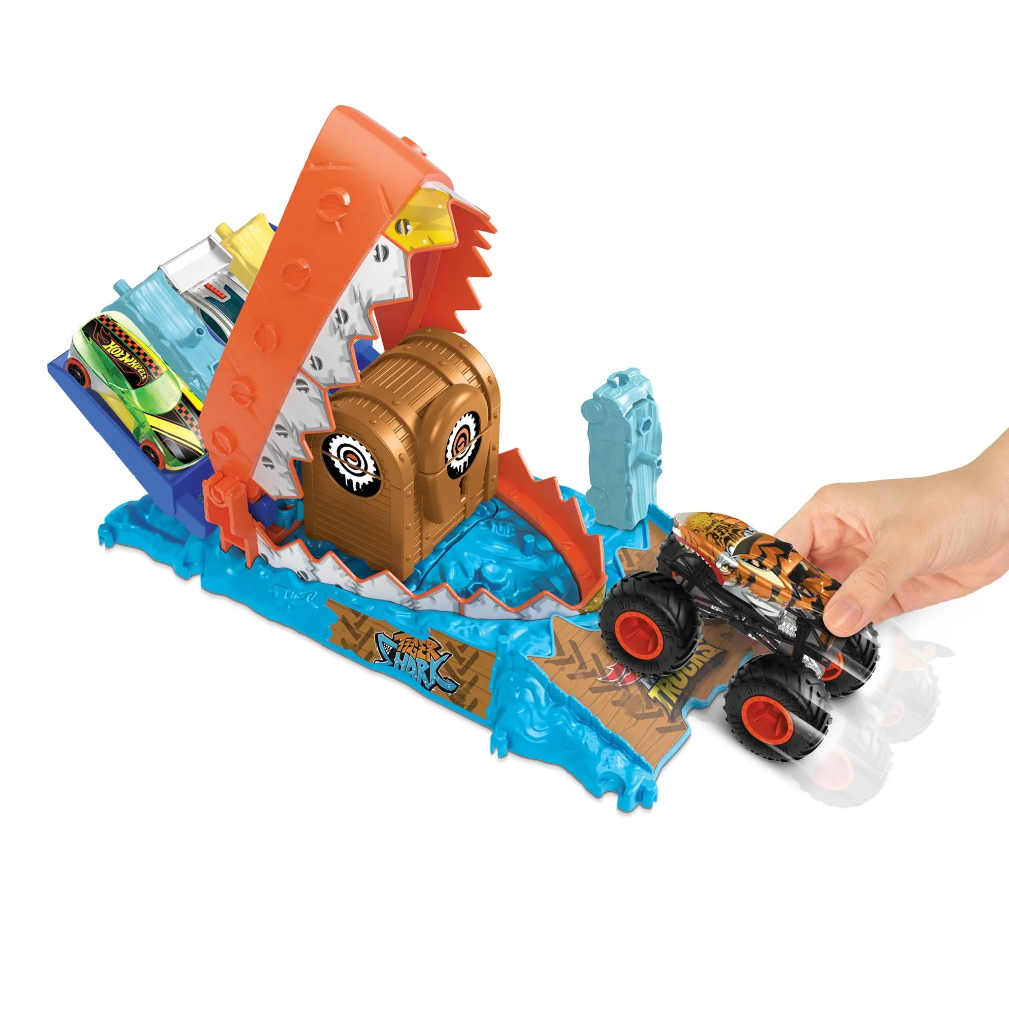 Hot Wheels Monster Trucks Arena Smashers Treasure Chomp Challenge