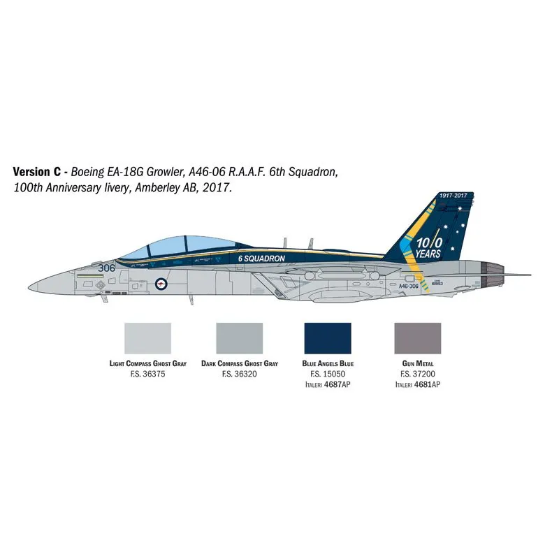 ITALERI E/A-18G GROWLER 1:48 Scale Model Kit AUST.DECALS