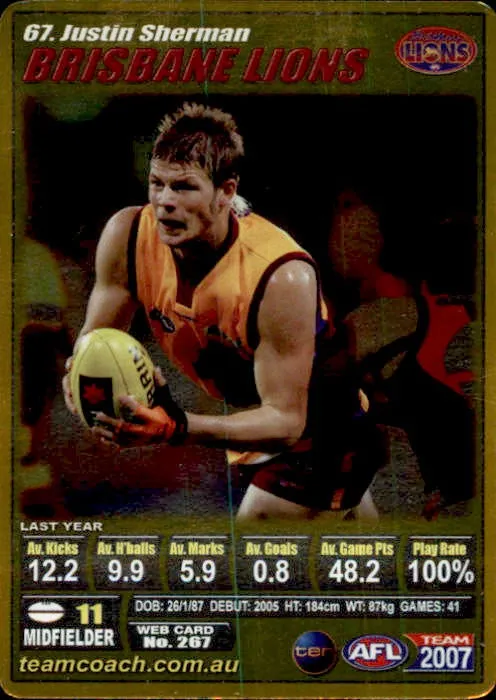 Justin Sherman, Gold, 2007 Teamcoach AFL