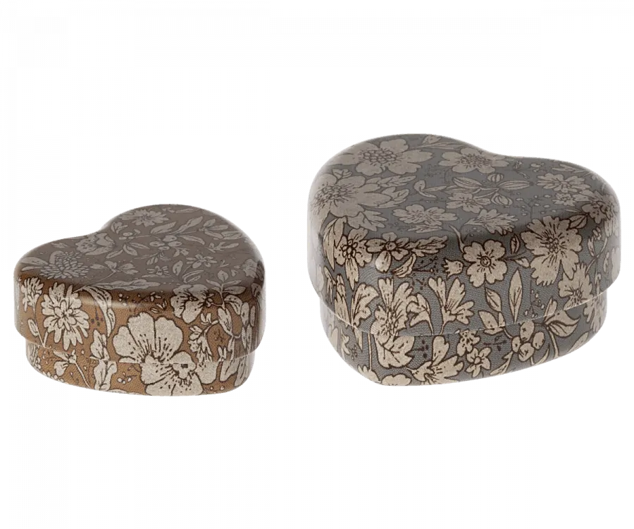 Maileg Decorative Heart Tins Blue and Ocher