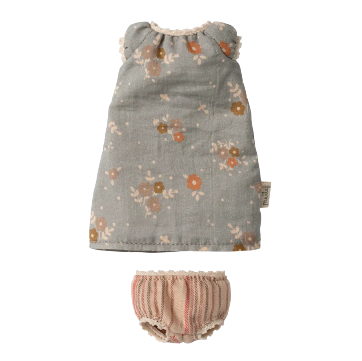 Maileg Size 1 Doll Clothes, Flower Dress in Soft Blue