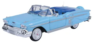 Motor Max 1:24 Timeless Legends Die-Cast Vehicle 1958 Chevy Impala Convertible Light Blue