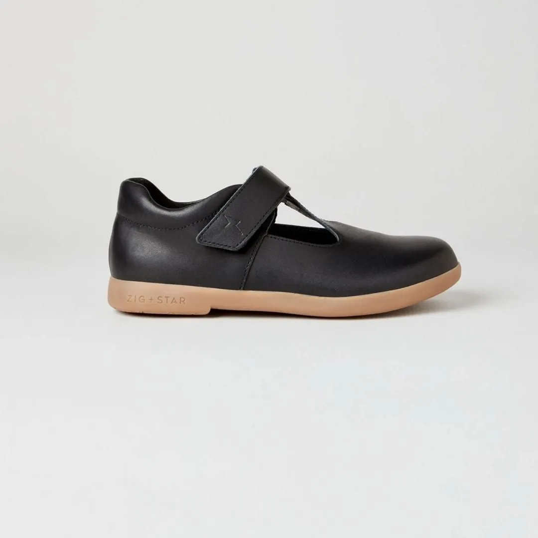 Zig   Star: Astro Black Leather Shoe