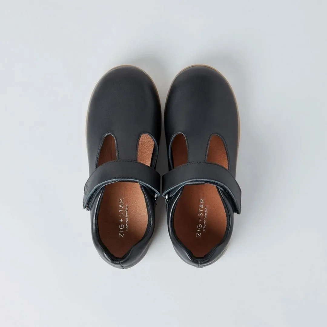 Zig   Star: Astro Black Leather Shoe